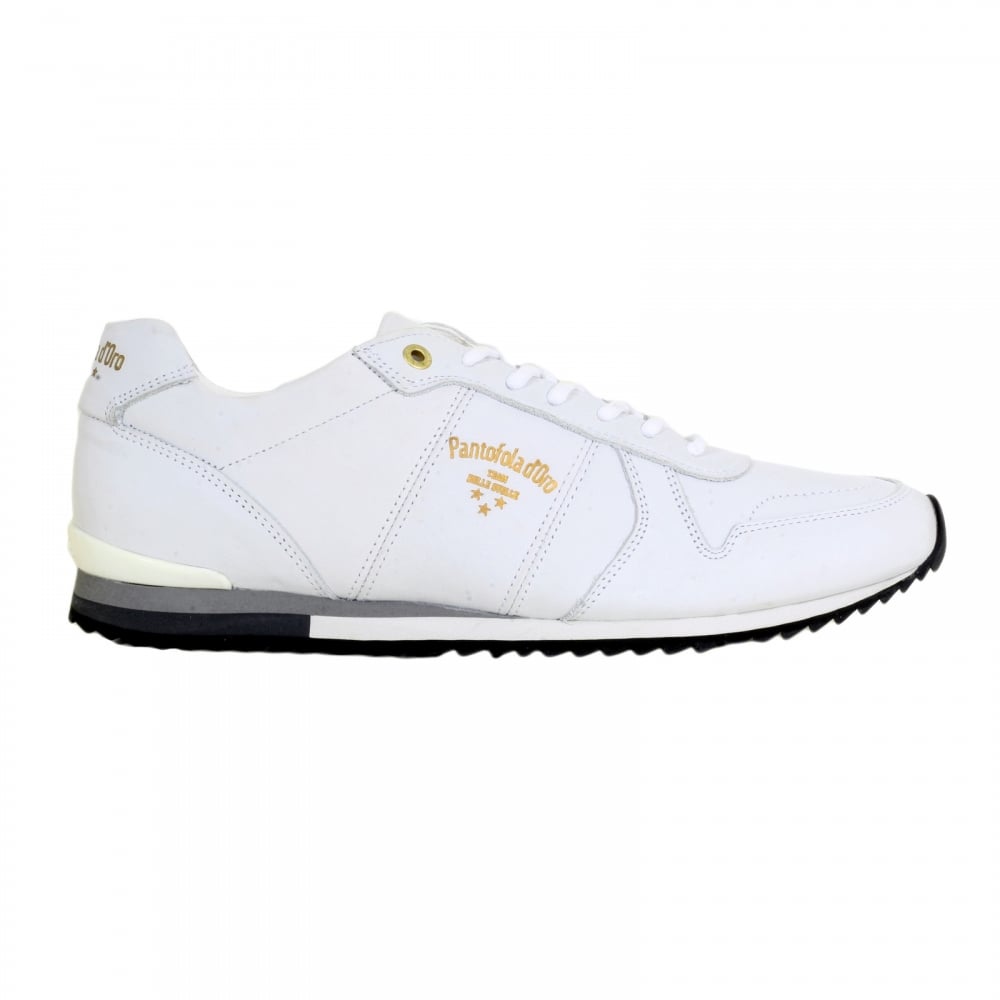Hand Crafted 3510056 Mens Teramo Uni Low Trainers in Bright White Leather with White Lace