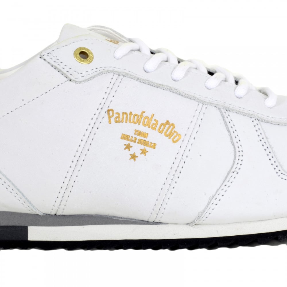 Hand Crafted 3510056 Mens Teramo Uni Low Trainers in Bright White Leather with White Lace