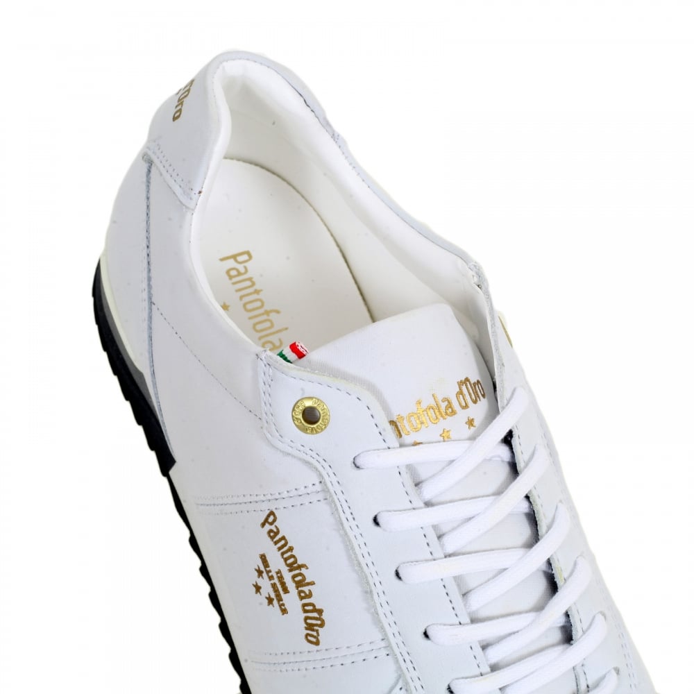 Hand Crafted 3510056 Mens Teramo Uni Low Trainers in Bright White Leather with White Lace