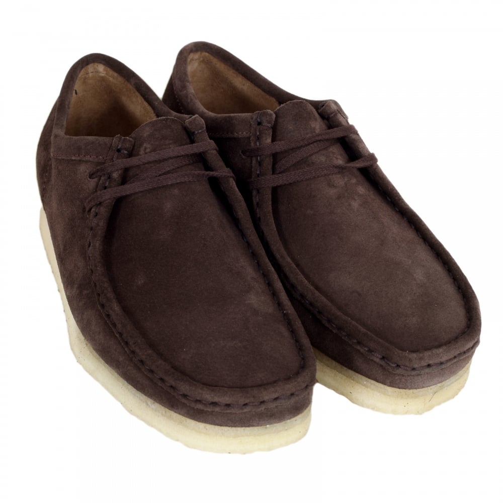 Wallabee Dark Brown Lace Up Classic Moccasin Suede Shoes with Apron Toe and Crepe Sole