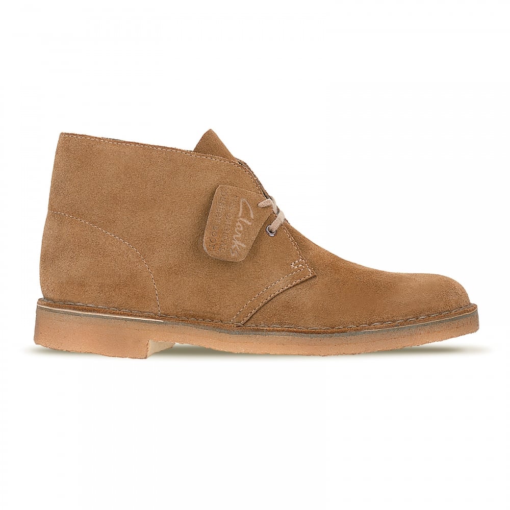 Mens 1950s Cola Suede Desert Boots 26109086 with Crepe Beige Sole CLAR6366