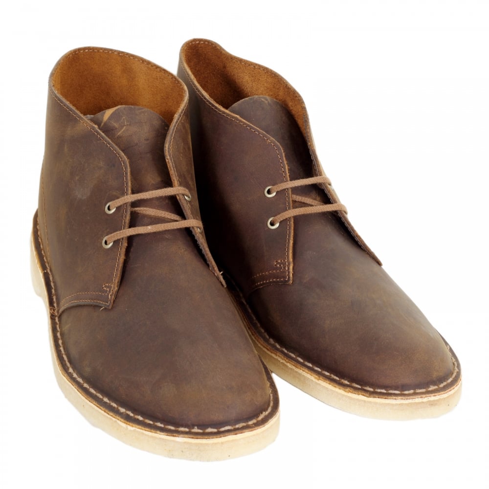 Mens Premium Beeswax Leather Desert Boots 26106562 with Crepe Sole