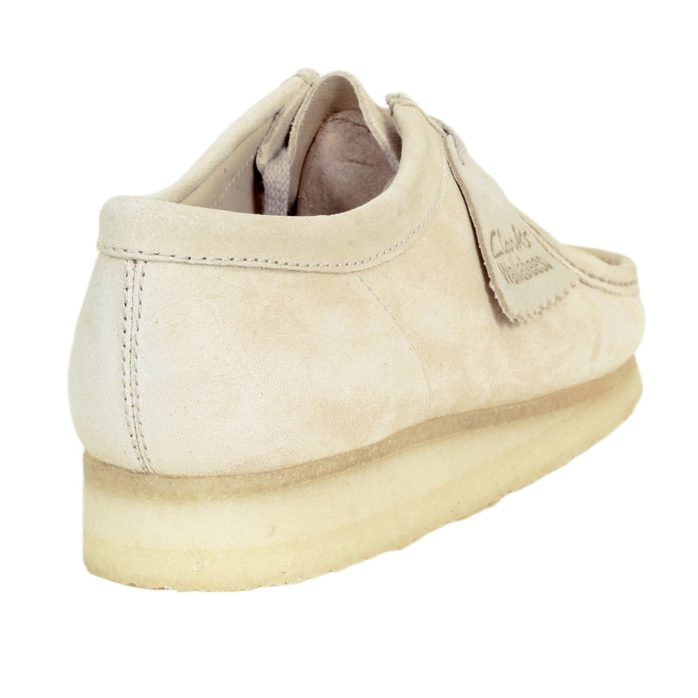 Mens Wallabee Off White Classic Moccasin Suede Shoes with Apron Toe and Crepe Sole