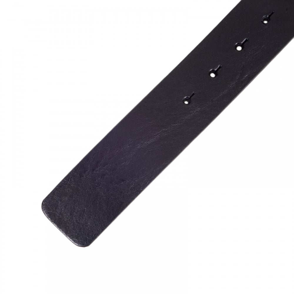 Black Leather Belt with signature VJ Logo Silver Buckle and A Square Belt Tip