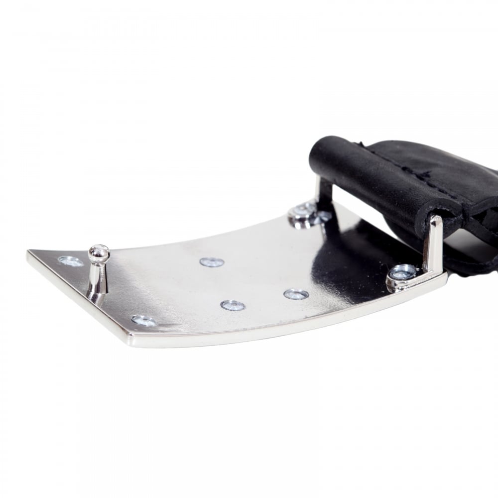 Black Leather Belt with signature VJ Logo Silver Buckle and A Square Belt Tip