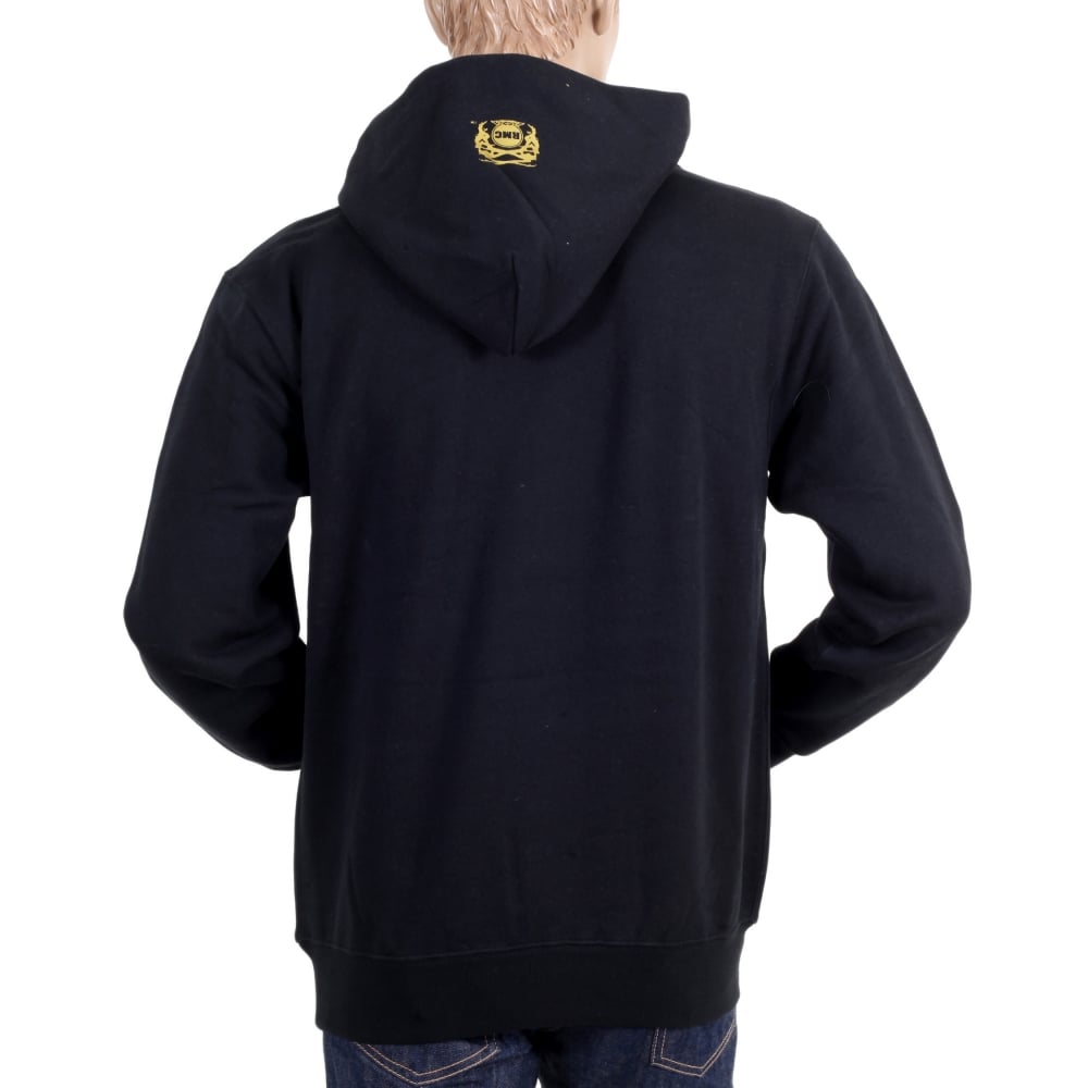 Black Regular Fit Long Sleeve Hoodie with Gold Logo