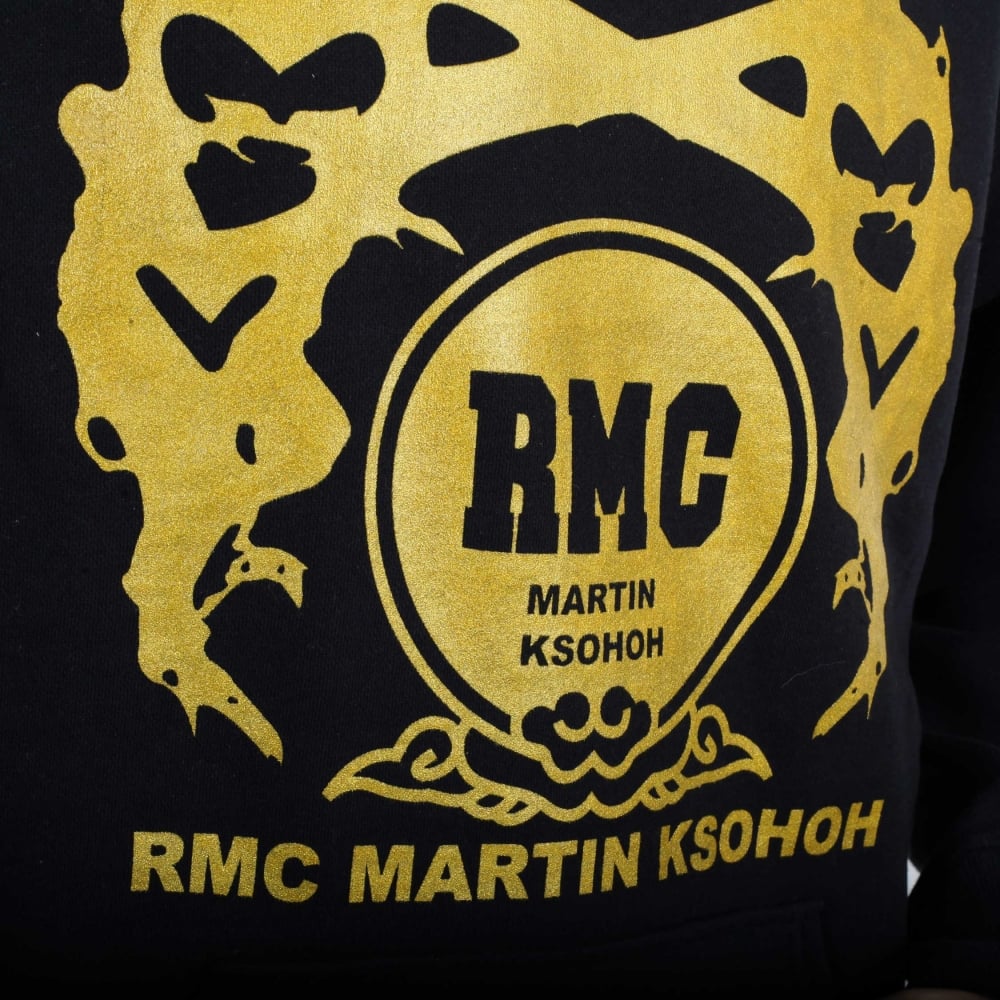Black Regular Fit Long Sleeve Hoodie with Gold Logo
