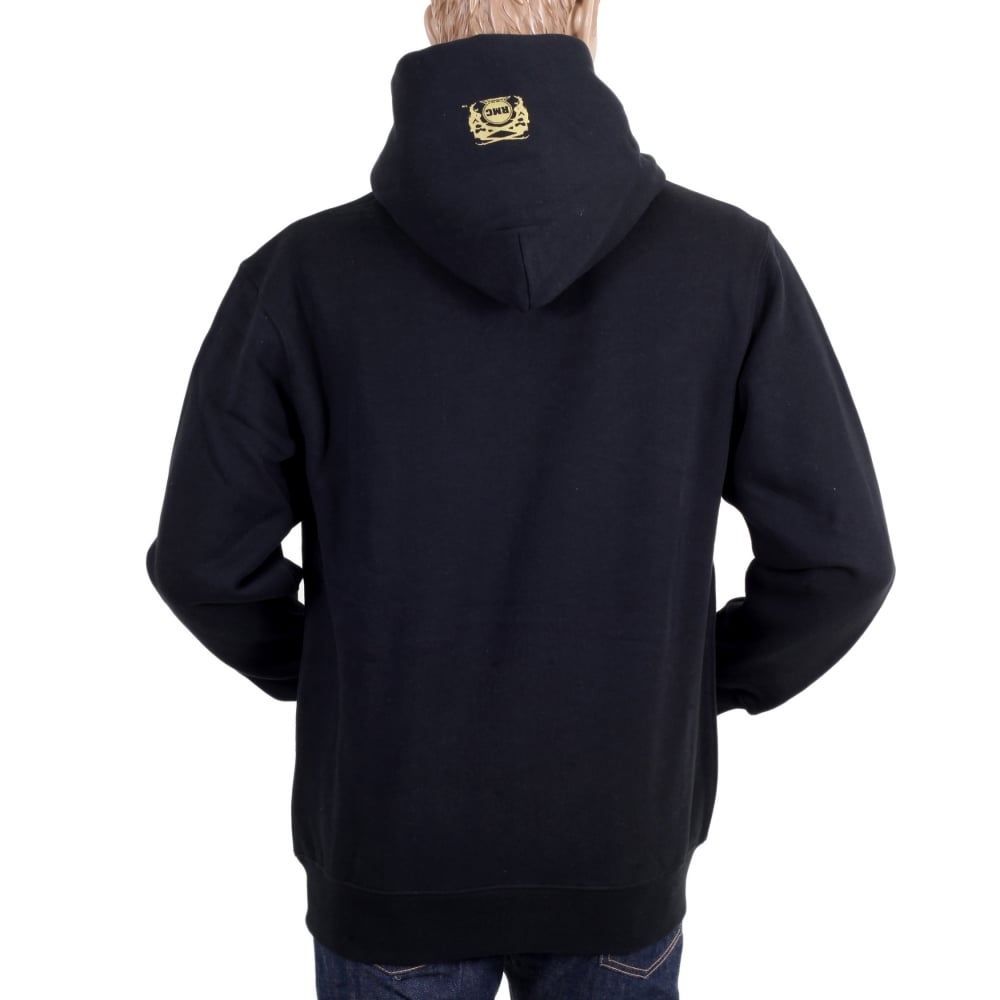 Silver Logo Black Hoodie with Kangaroo Pockets