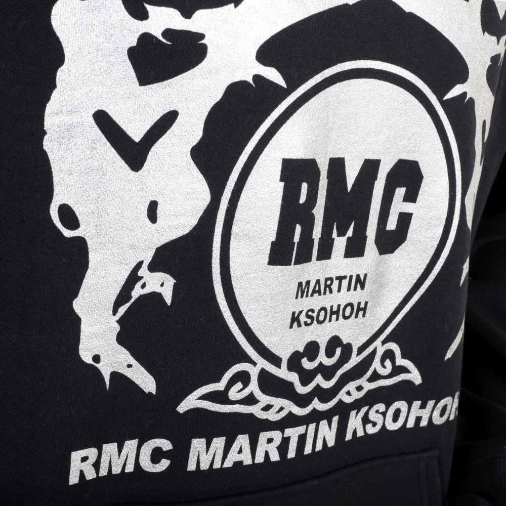 Silver Logo Black Hoodie with Kangaroo Pockets