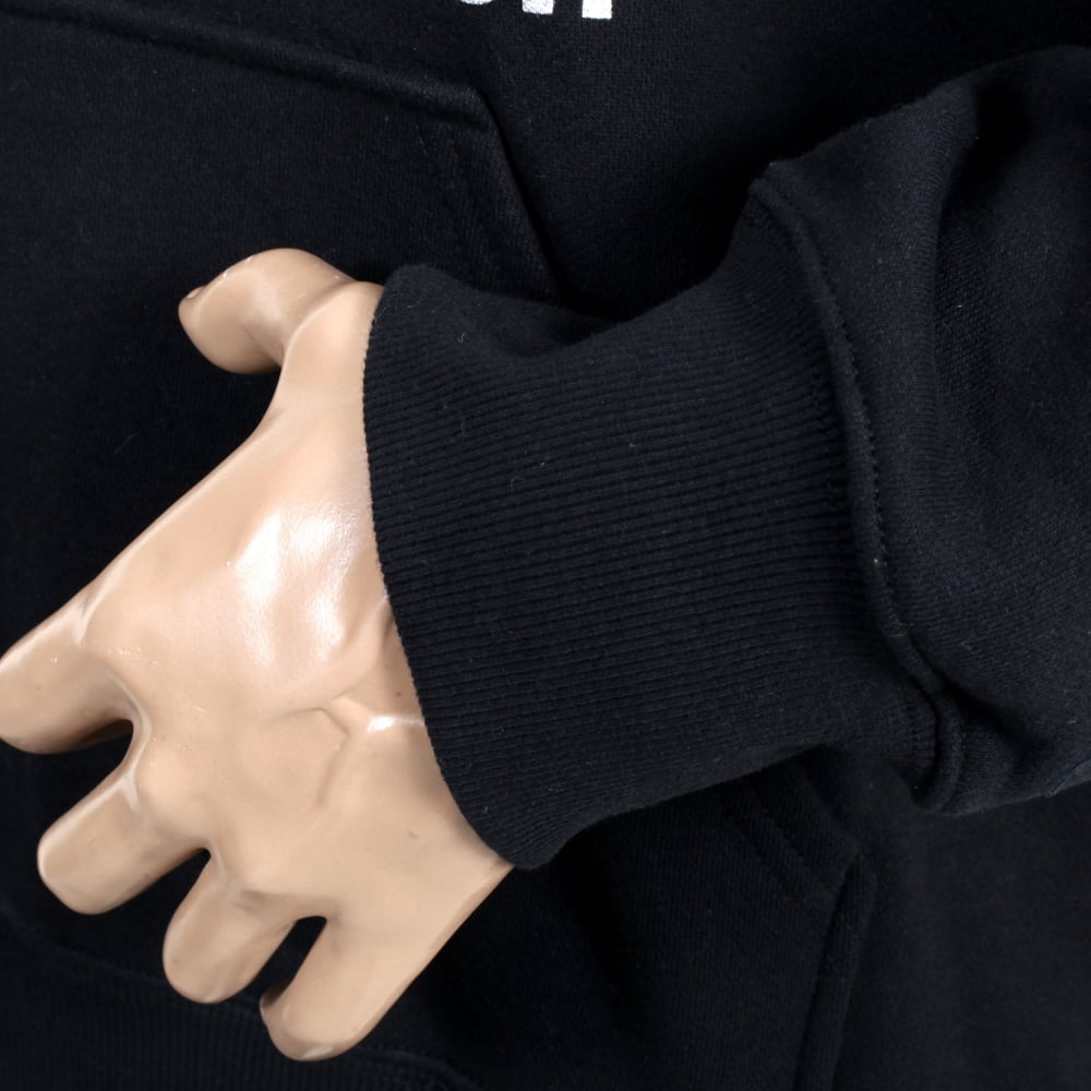 Silver Logo Black Hoodie with Kangaroo Pockets