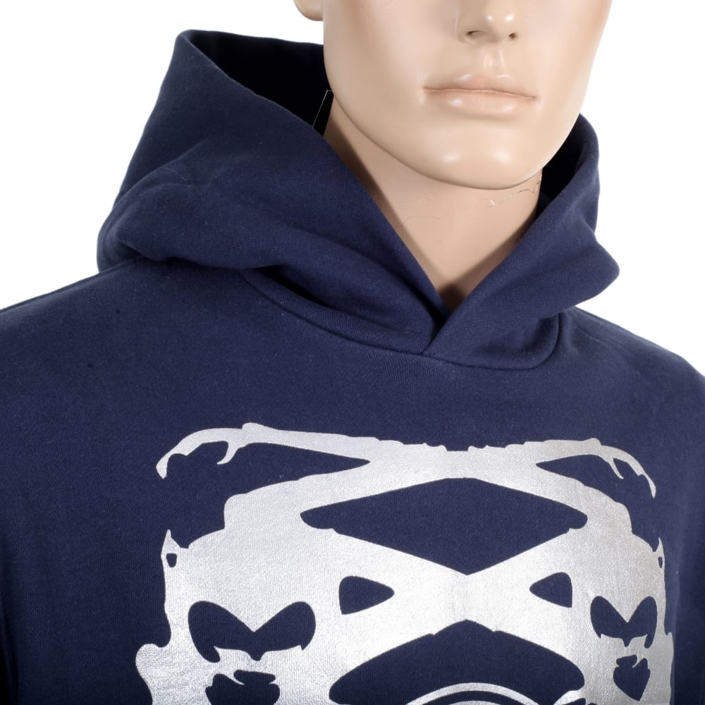 Navy Long Sleeve Sweatshirt Silver Logo Hoodie