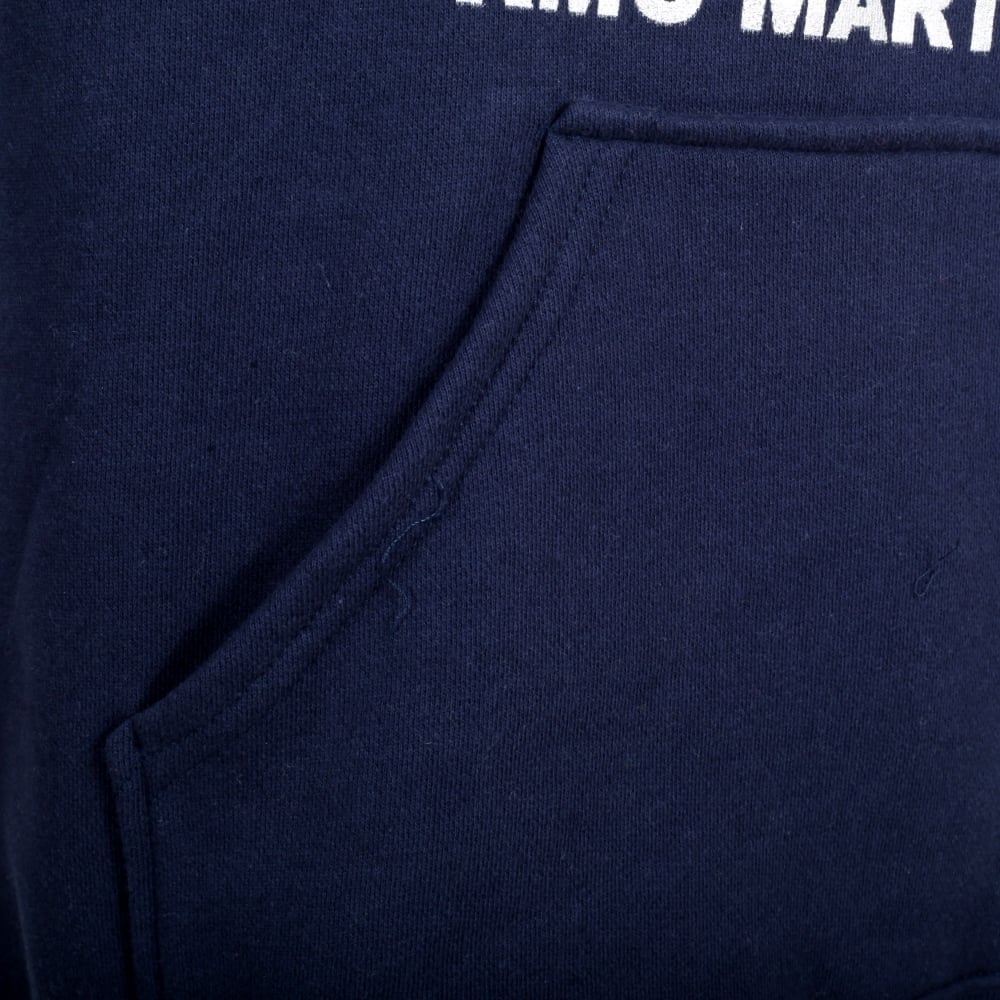 Navy Long Sleeve Sweatshirt Silver Logo Hoodie