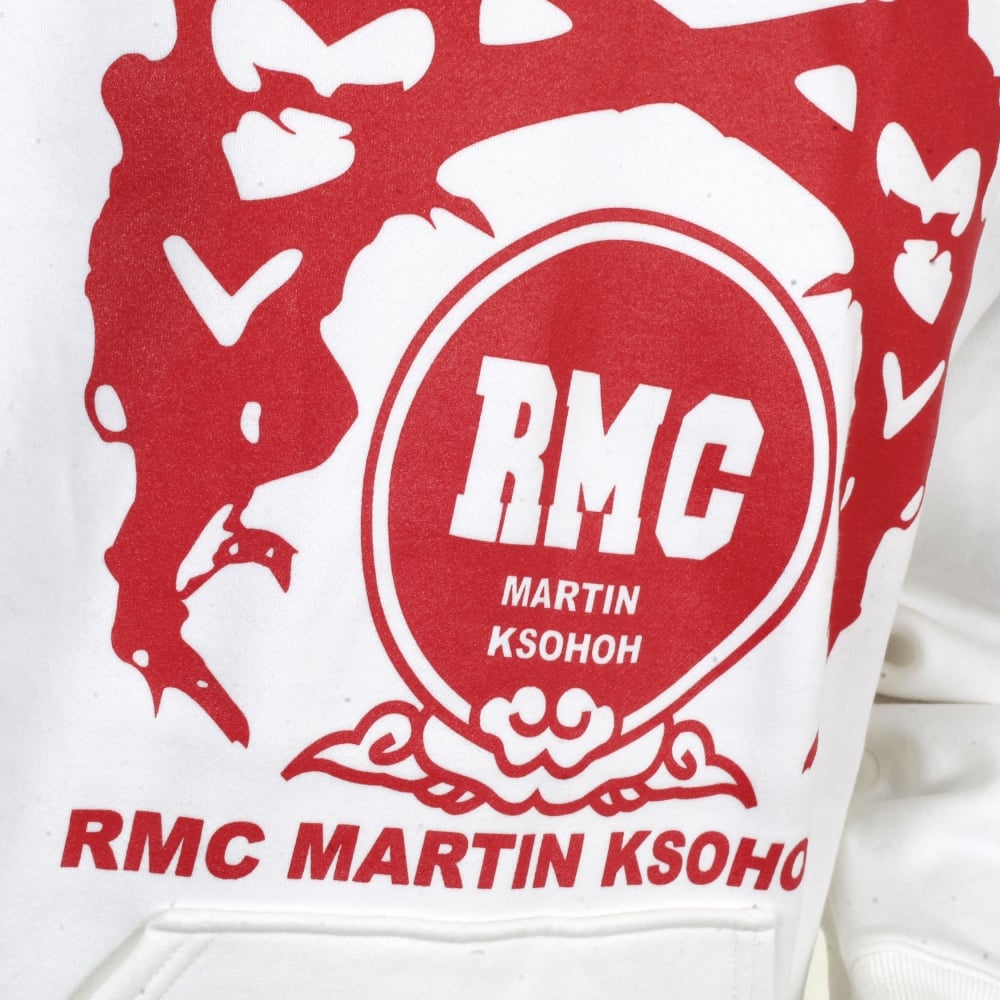 White Hoodie with Printed Signature Red Logo