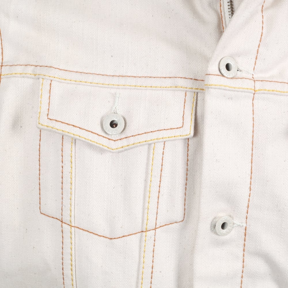 Embroidered Multicolour Regular Fit Denim Jacket with Embroidered Tsunami Wave Sleeves