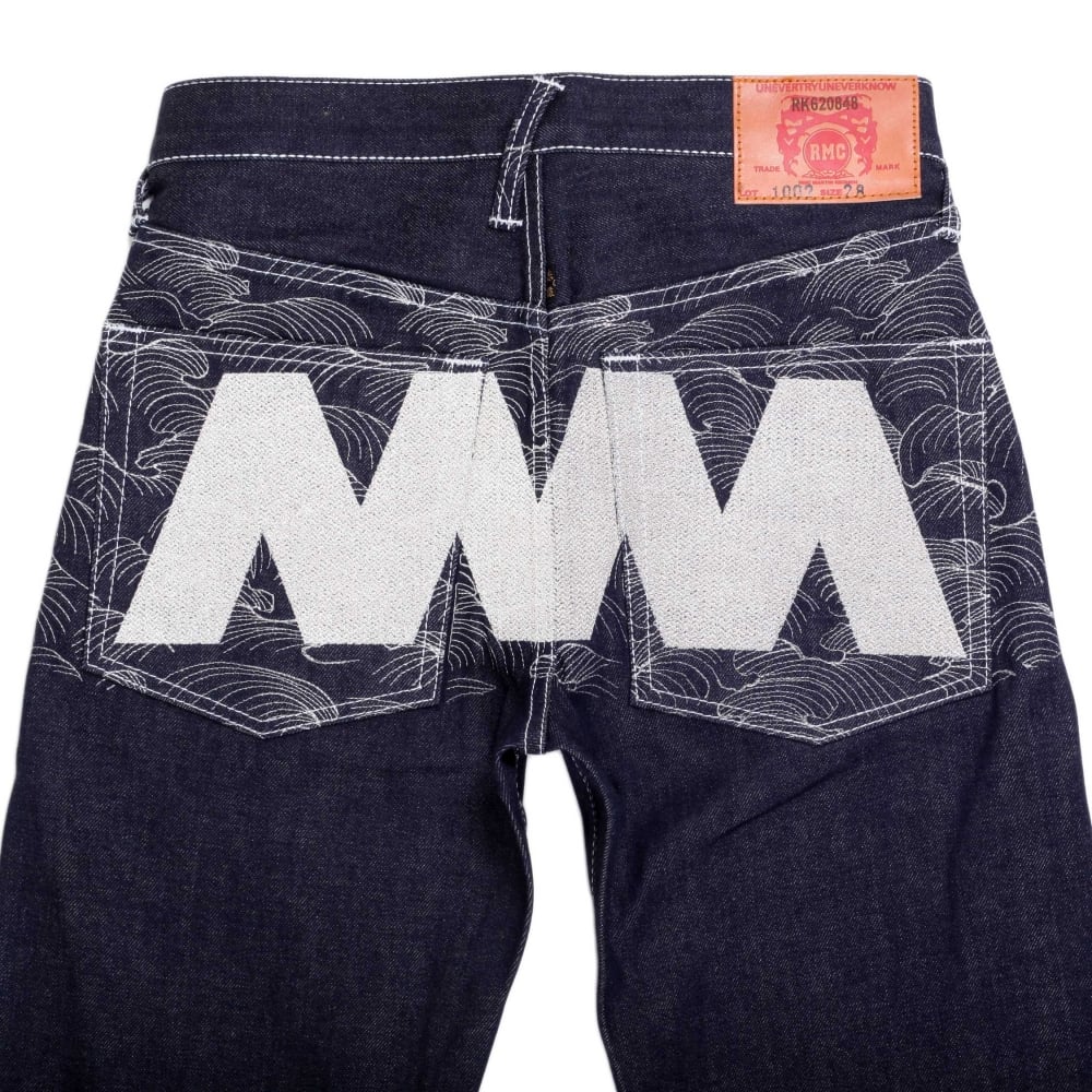 Super Exclusive Dark Indigo Selvedge Raw Denim Jeans with Like Black Silver Embroidery