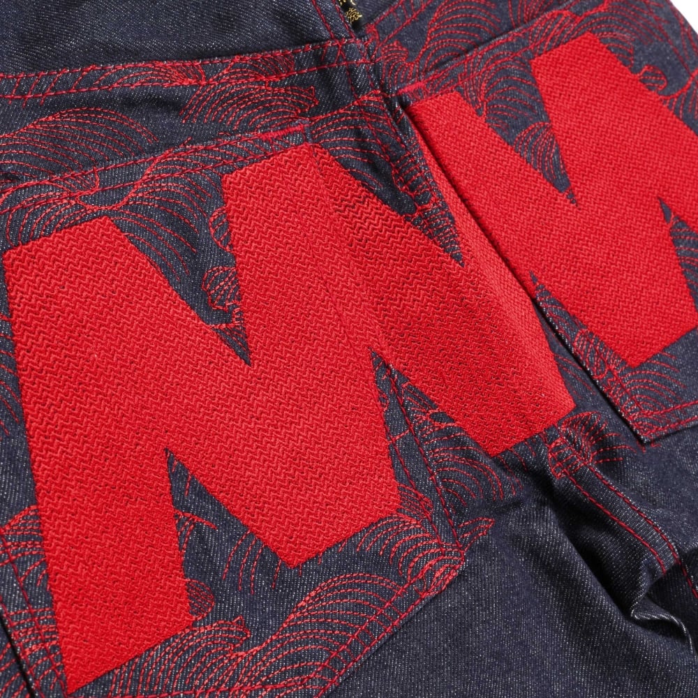 Rare Selvedge Denim Jeans with 4A LIKE BLACK red Embroidery