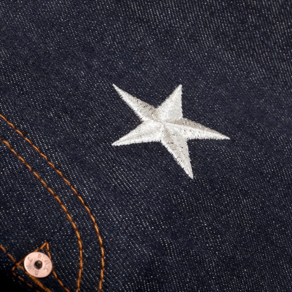 Super Exclusive Dark Indigo Raw Denim Jeans with with Silver Embroidered 4A