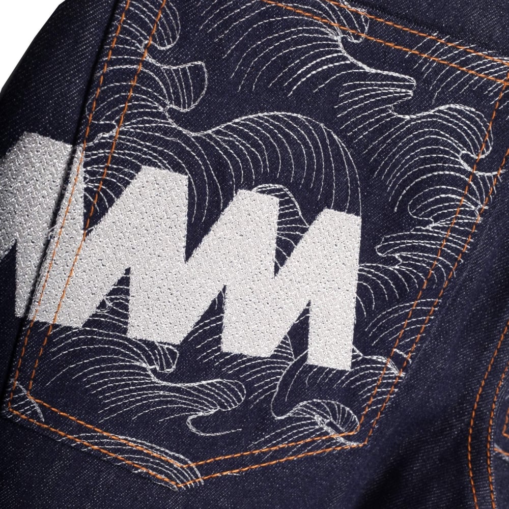 Super Exclusive Dark Indigo Raw Denim Jeans with with Silver Embroidered 4A
