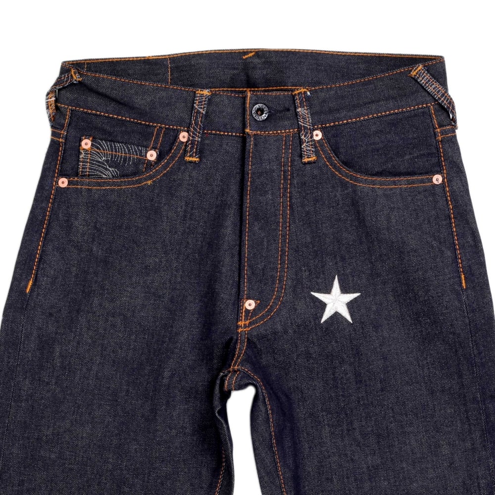 Super Exclusive Dark Indigo Raw Denim Jeans with with Silver Embroidered 4A