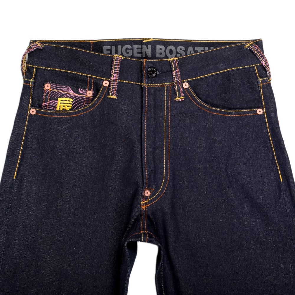Year of the Dragon Exclusive Design Dark Indigo Raw Denim Jeans