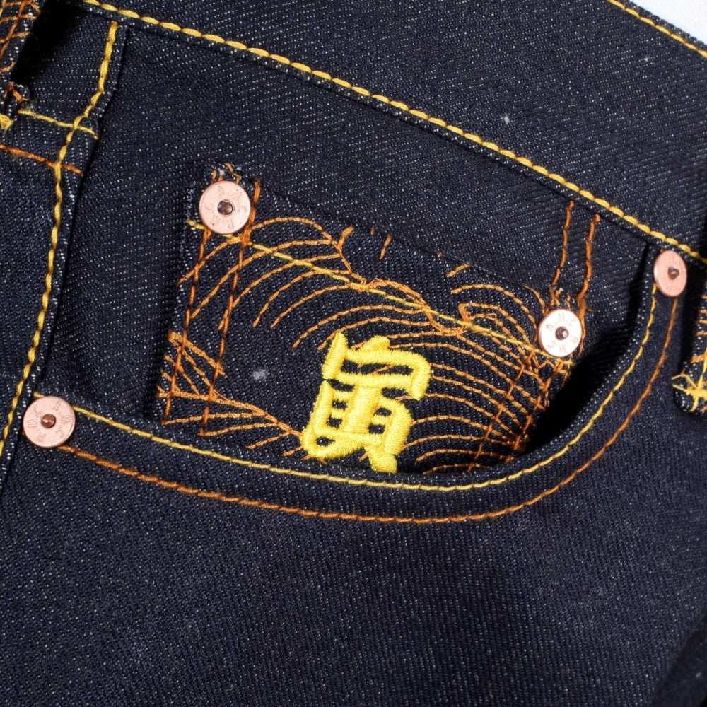 Year of the Tiger Exclusive Design Dark Indigo Raw Denim Jeans