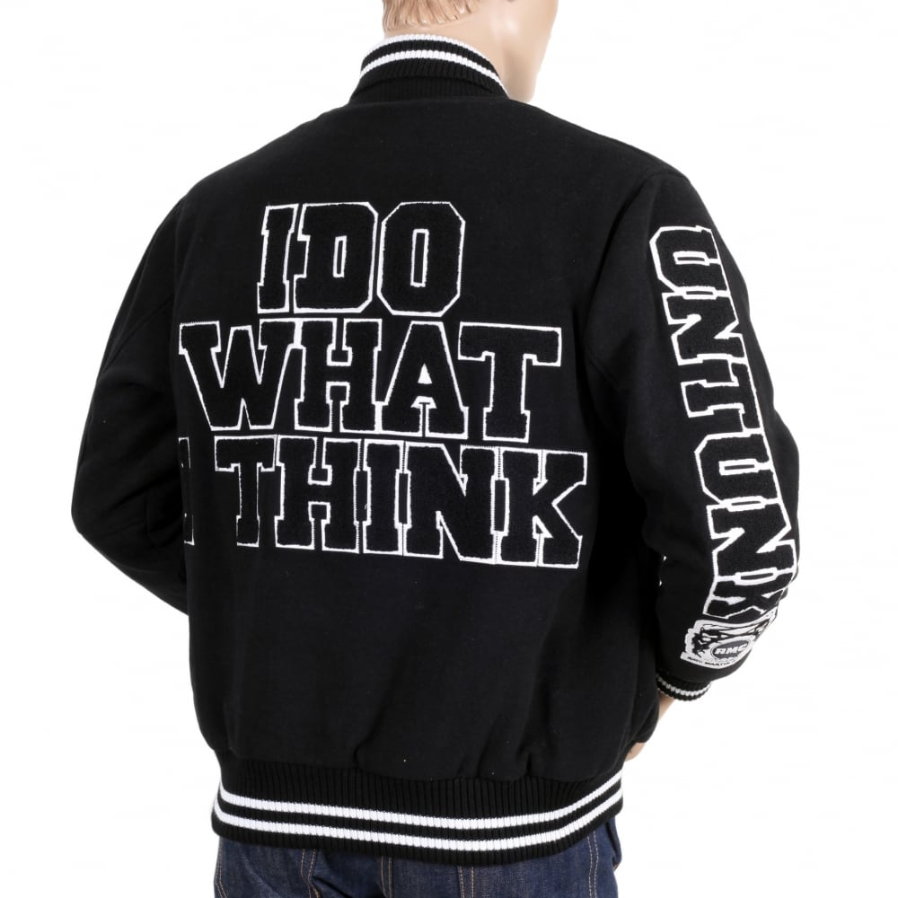 Black and White Regular Fit Varsity Baseball Jacket