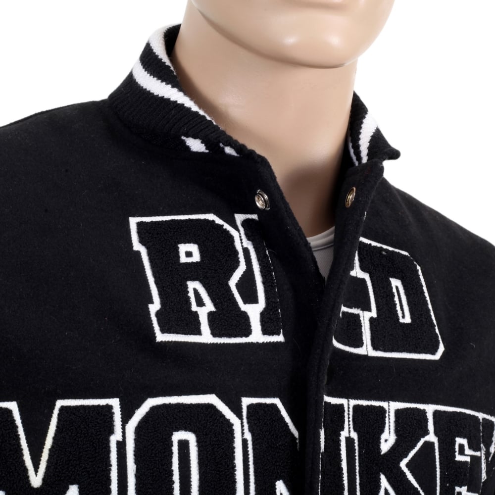 Black and White Regular Fit Varsity Baseball Jacket
