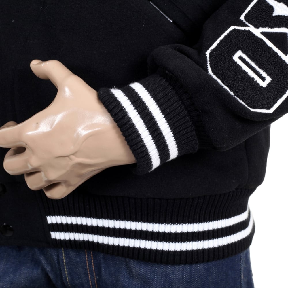 Black and White Regular Fit Varsity Baseball Jacket