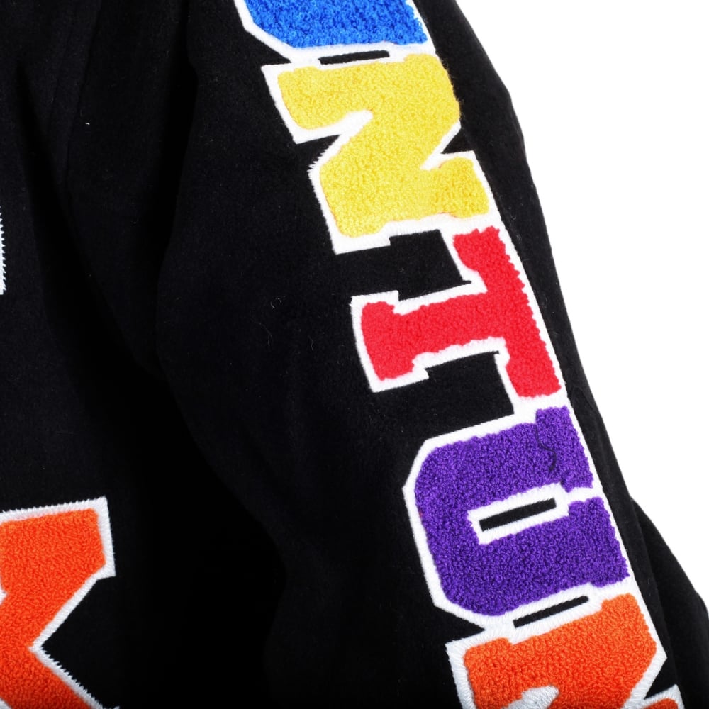 Black with Colour Combo Regular Fit Varsity Baseball Jacket