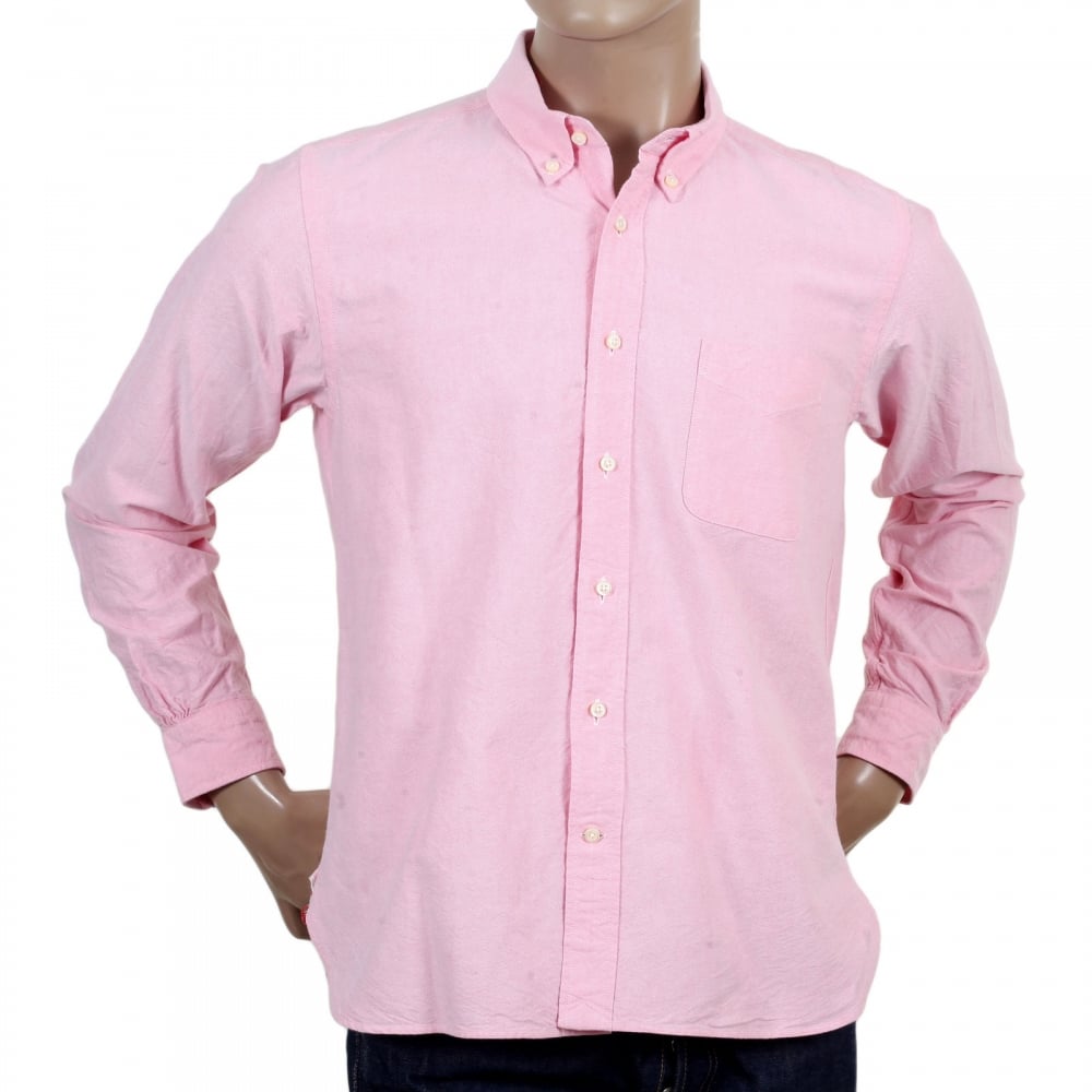Regular Fit Classic Styled SC26475A Long Sleeved Light Pink Oxford Shirt with Button Down Collar