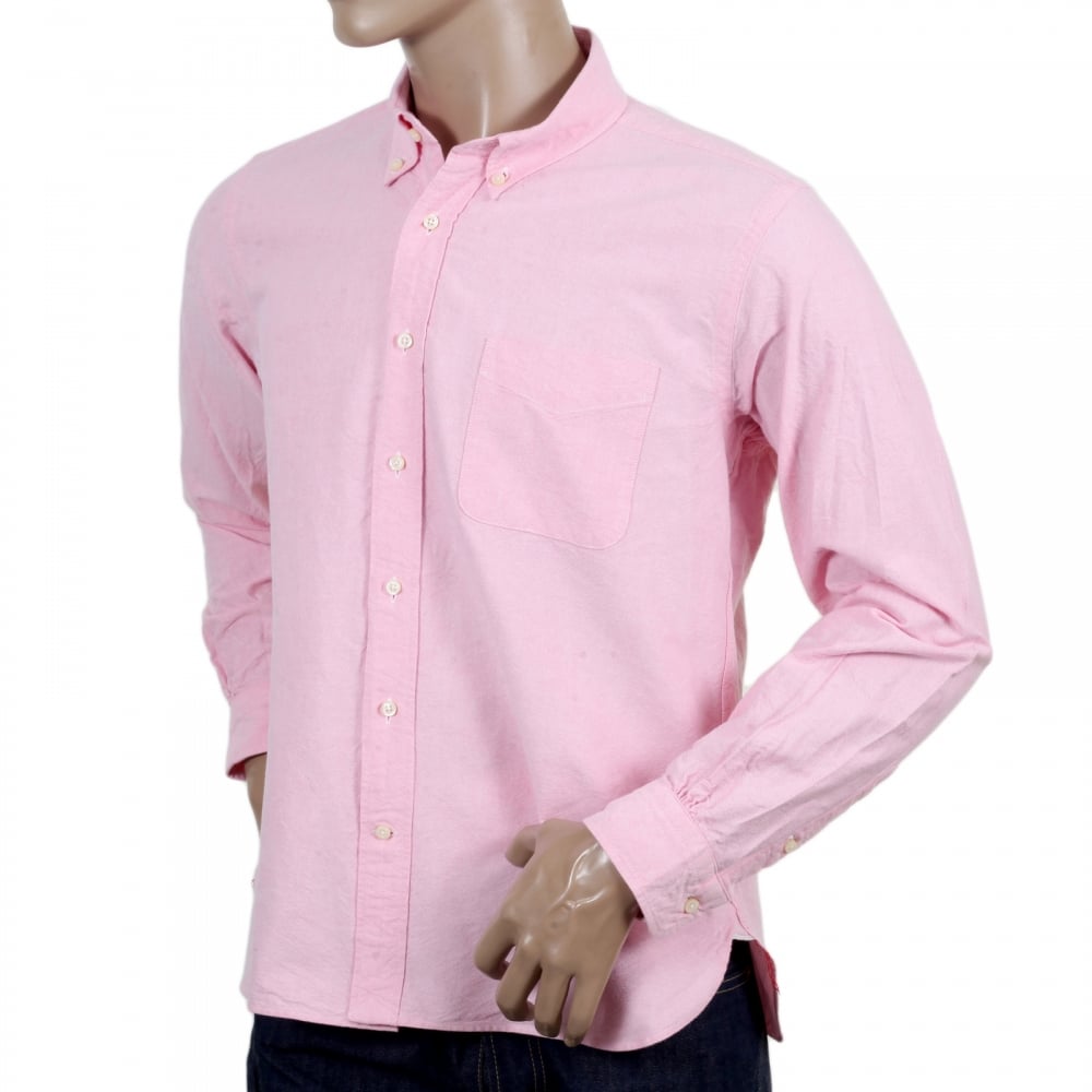 Regular Fit Classic Styled SC26475A Long Sleeved Light Pink Oxford Shirt with Button Down Collar