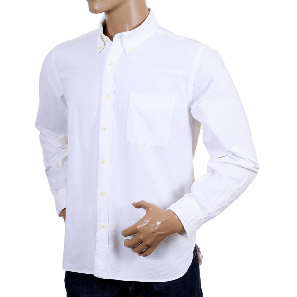 One Wash Oxford Regular Fit SC26475A Off White Shirt with Single Pocket and Button Down Collar