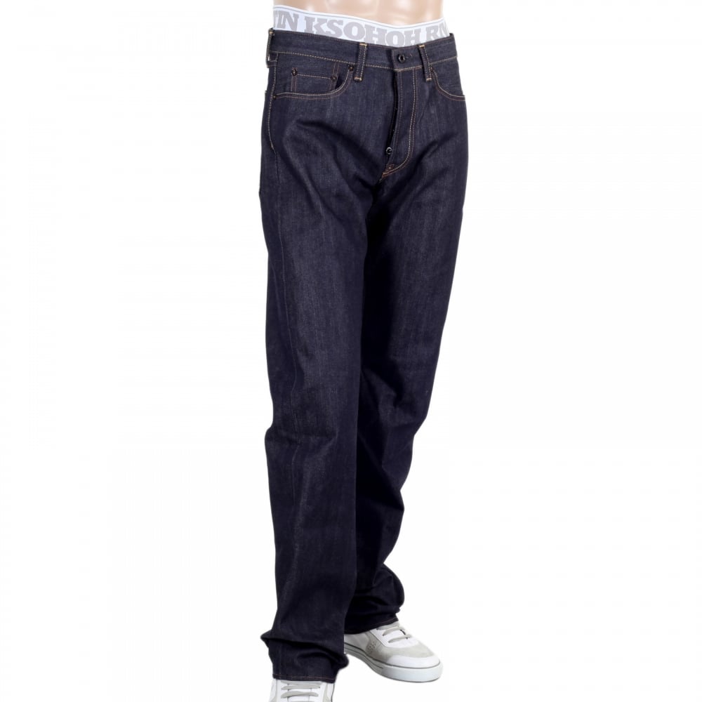 Multi coloured Embroidered Pocket Koi Carp Slimmer 1001 Model Indigo Raw Selvedge Jeans