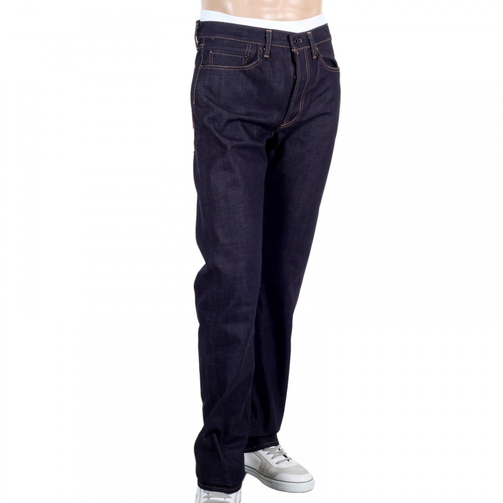 Japanese 1011 Slimmer Model RQP14123 Raw Selvedge Denim Jeans with Embroidered and Painted Sengoku Pockets