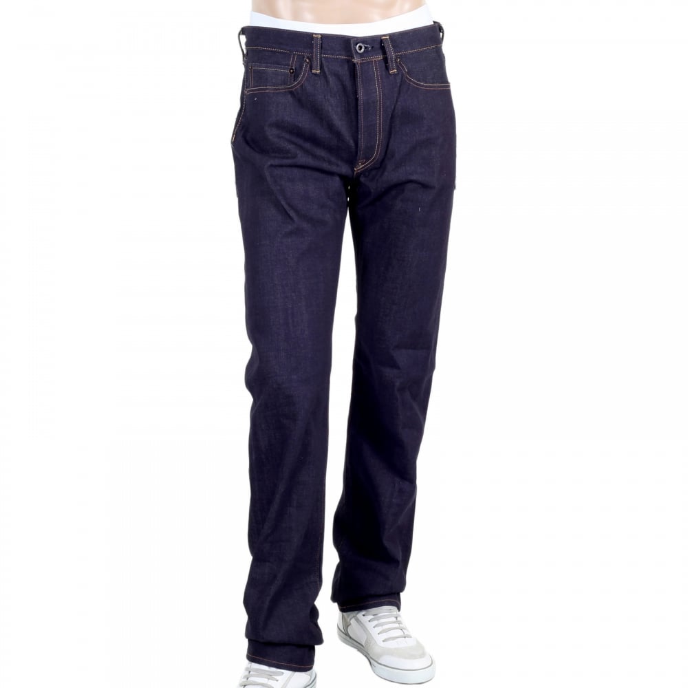 Japanese Selvedge Denim 1011 Slimmer Model RQP14121 Gold Dragon and Tsunami Wave Embroidered Jeans for Men