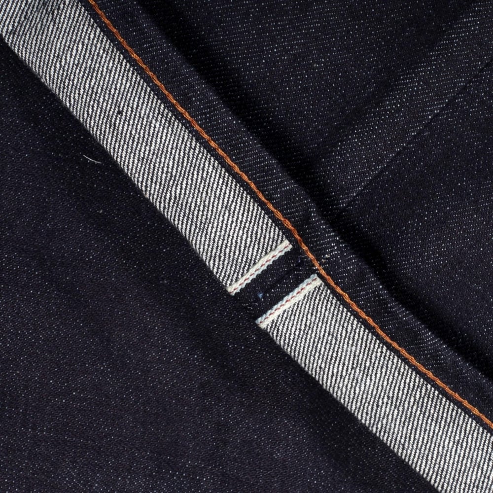 Japanese Selvedge Denim 1011 Slimmer Model RQP14121 Gold Dragon and Tsunami Wave Embroidered Jeans for Men