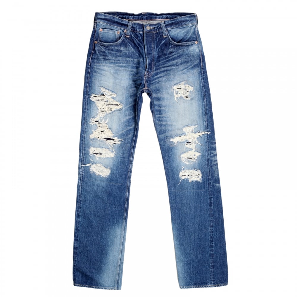 Mens 1 Star 10 Year Aged Wash SC41501R Japanese Selvedge Slim Fit Distressed 14 oz Denim Jeans for Men