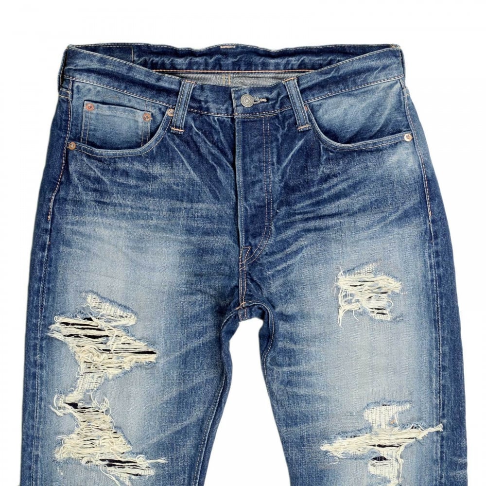 Mens 1 Star 10 Year Aged Wash SC41501R Japanese Selvedge Slim Fit Distressed 14 oz Denim Jeans for Men