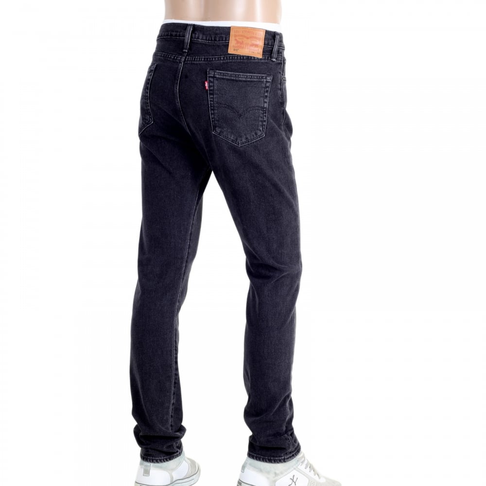 Washed Black 510 Stretch Skinny Fit Jeans for Men with Zip Fly and Five Pocket Design