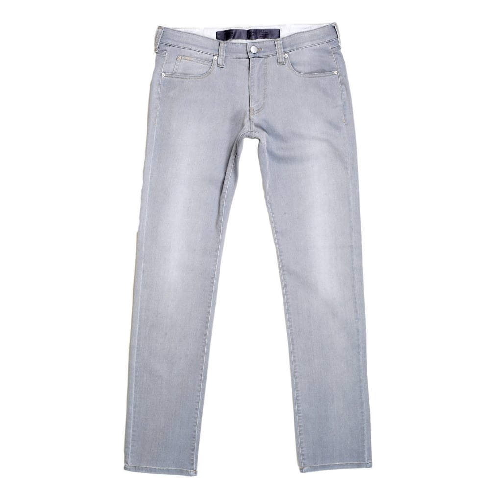 Mens J06 Grey Low Waist Narrow Leg Slim Fit Stretch Denim Jeans with zip fly