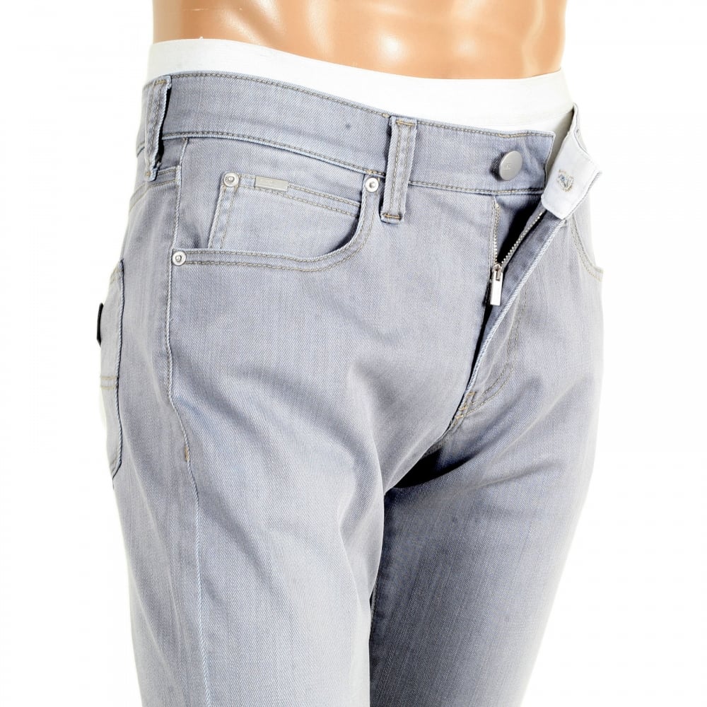 Mens J06 Grey Low Waist Narrow Leg Slim Fit Stretch Denim Jeans with zip fly