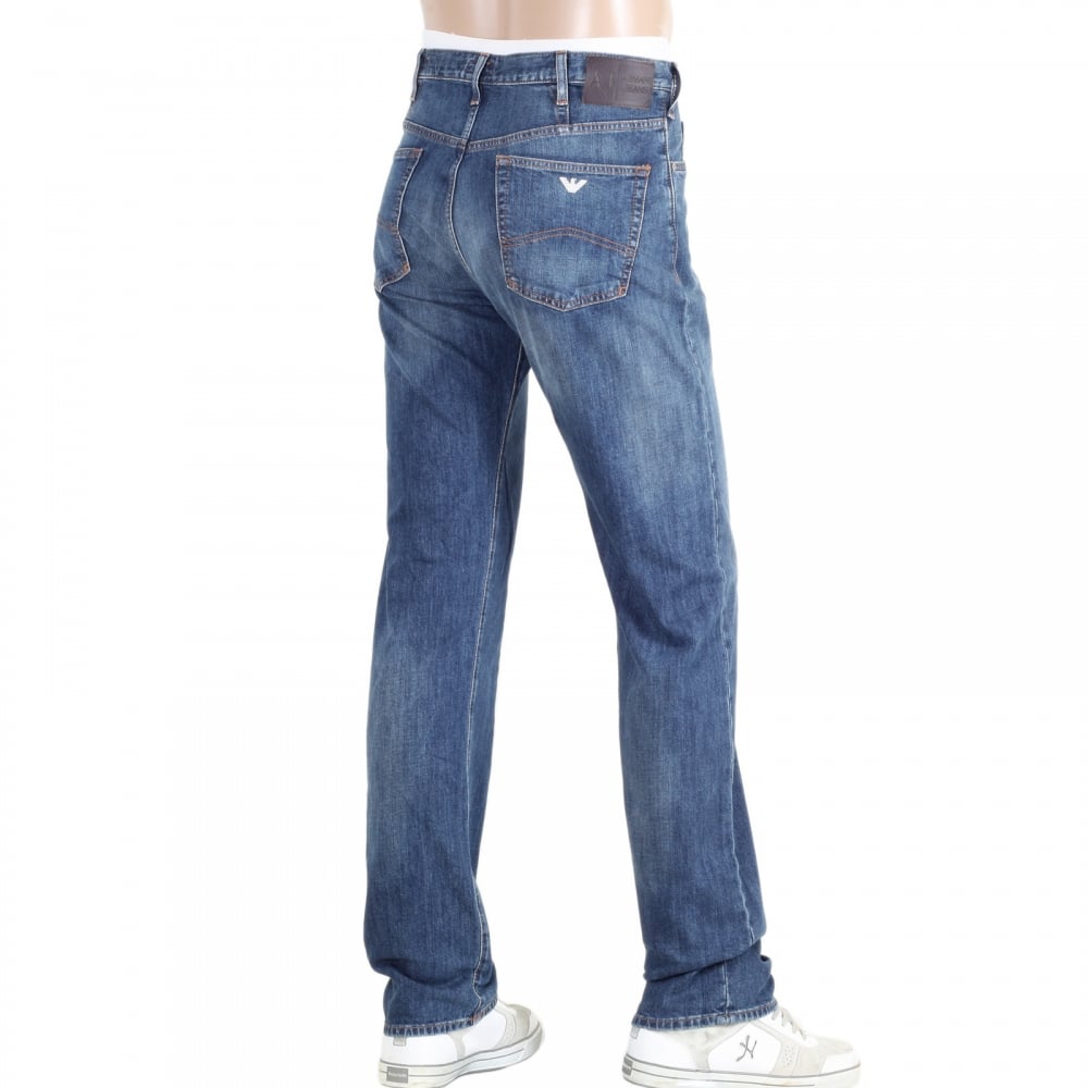 Regular Fit J21 Stretch Fabric Denim Jeans with Silver Embossed Buttons and Fading for a Worn Finish