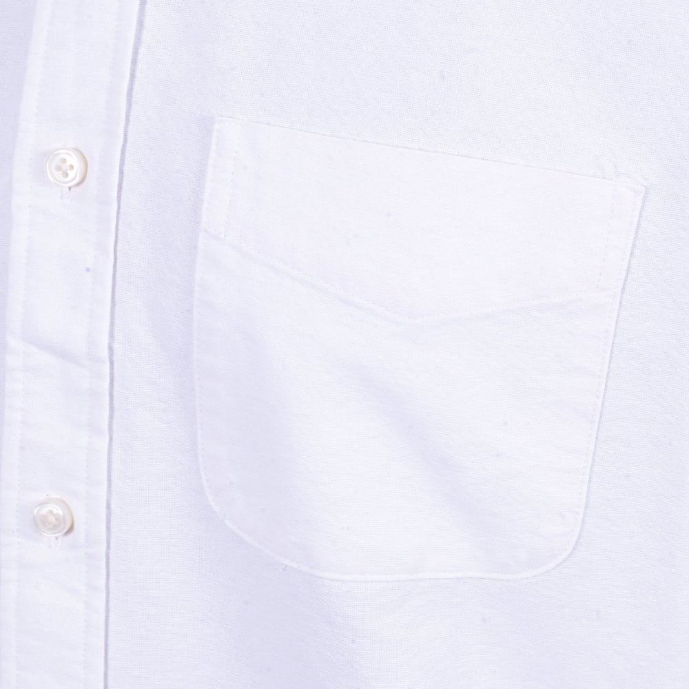 Slim Fit White SC25910 Oxford Long Sleeve Cotton Shirt with Rounded Tail and Butterfly Shell Buttons