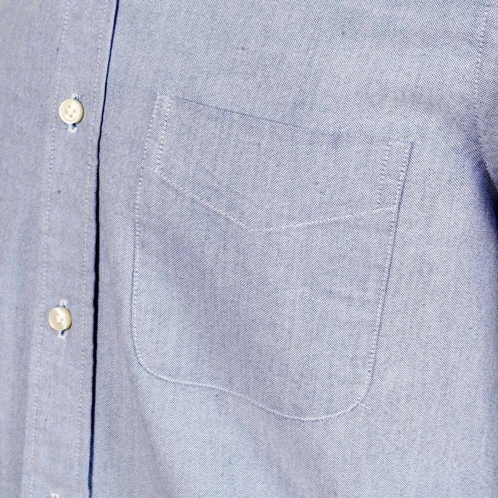 Mens Classic SC25910 Slim Fit Oxford Shirt in Blue with Single Chest Pocket, Rounded Tail and Pleated Back