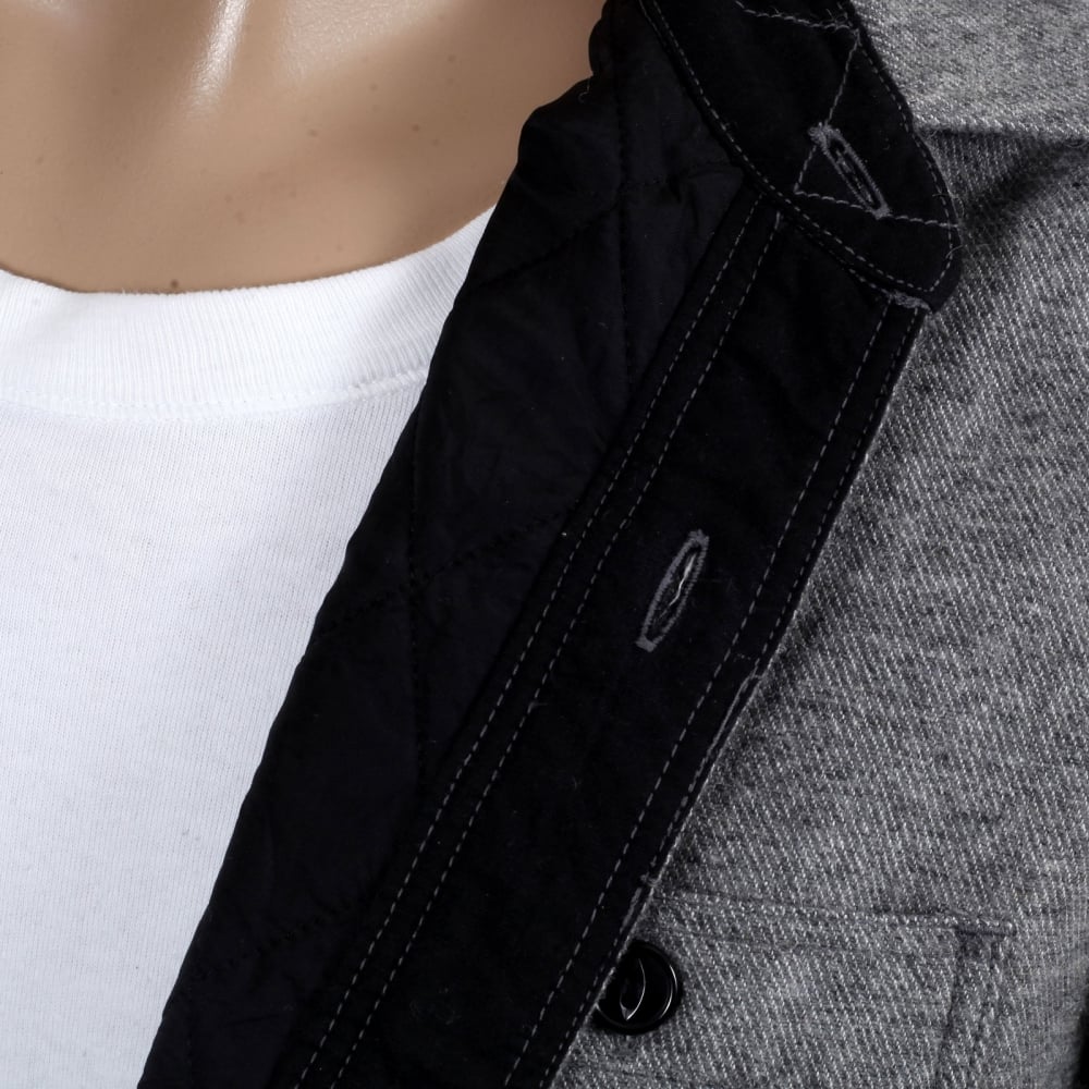 Grey Wool Mix SC13177 CPO Long Sleeve Regular Fit Overshirt with Quilted Inner Lining and Polyester Filling