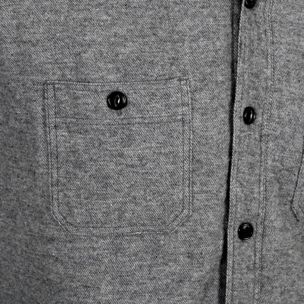 Grey Wool Mix SC13177 CPO Long Sleeve Regular Fit Overshirt with Quilted Inner Lining and Polyester Filling
