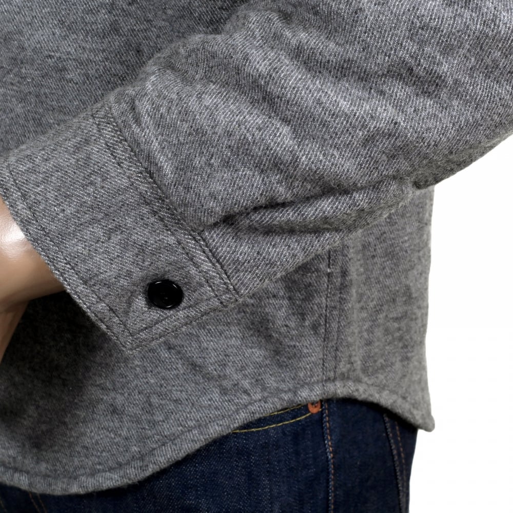 Grey Wool Mix SC13177 CPO Long Sleeve Regular Fit Overshirt with Quilted Inner Lining and Polyester Filling