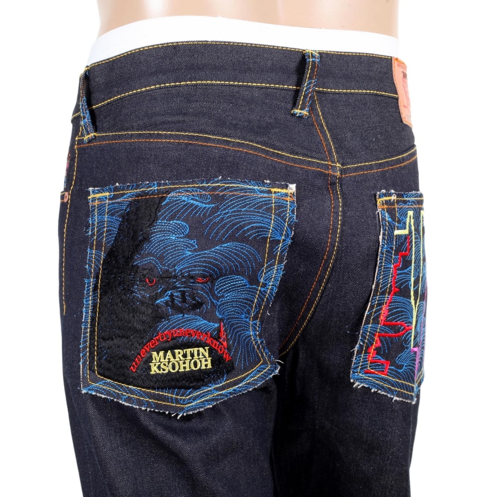 Exclusive Dark Indigo Raw Selvedge King Kong Denim Jeans