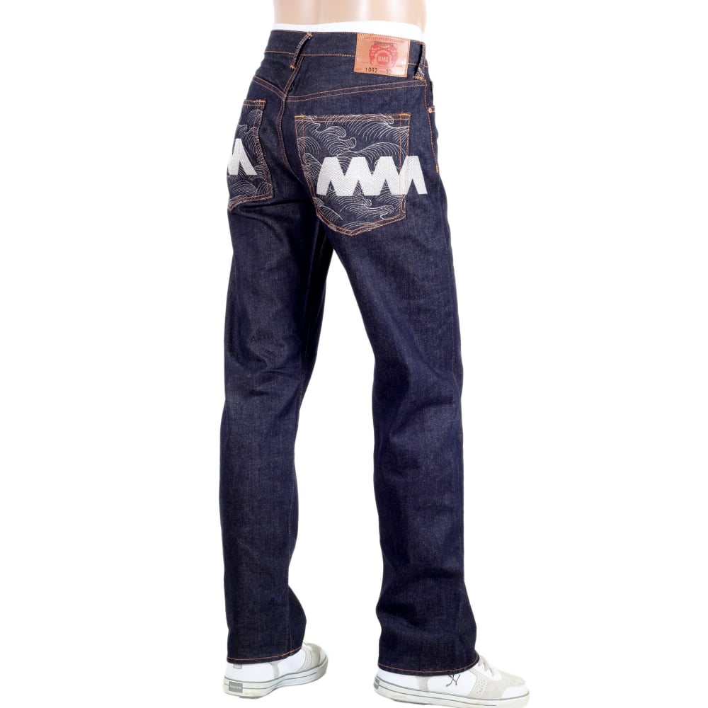 Vintage Cut Selvedge Dark Indigo Raw Denim Jeans with Silver Embroidery