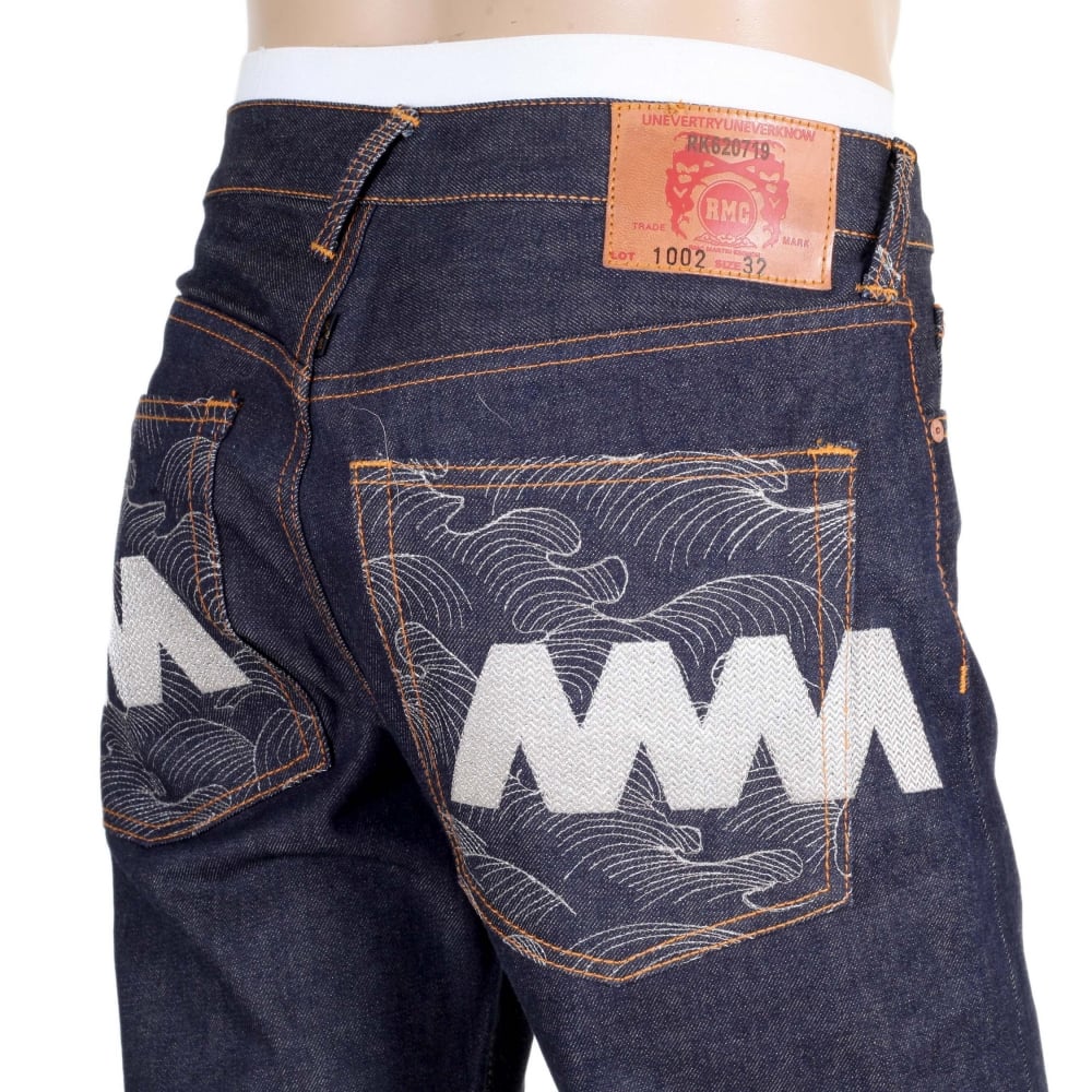 Vintage Cut Selvedge Dark Indigo Raw Denim Jeans with Silver Embroidery